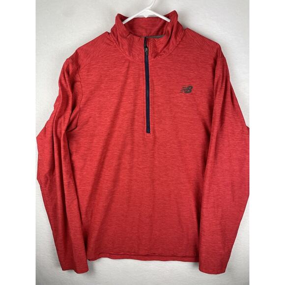 New Balance 1/4 Quarter Zip Light Pullover Men’s Size L Red Running Activewear - Picture 1 of 4